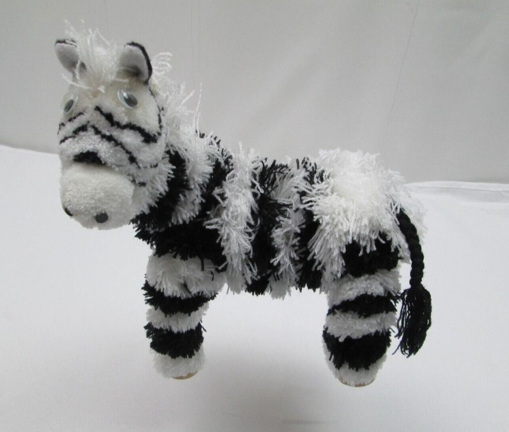 One Yarn Black & White Zebra 4 Legged String Marionette 6" Puppet NP
