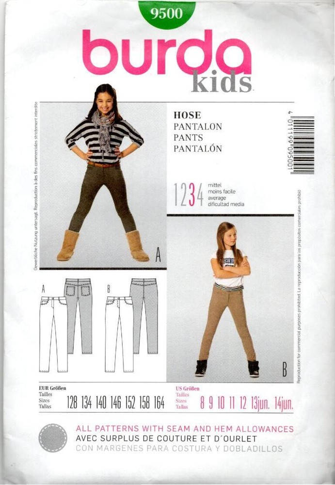 9500 BURDA KIDS PANTS SIZE 8-14
