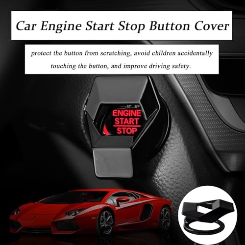 1 Pc Car Engine Start Stop Button Cover Push to Start Button Ignition Black