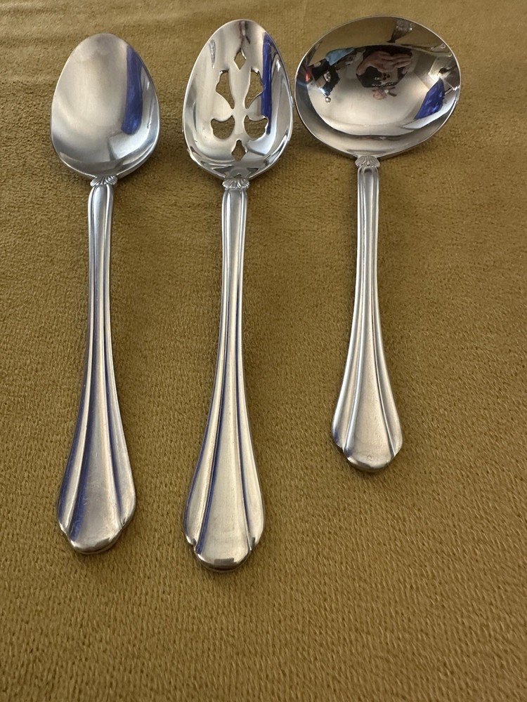 Pfaltzgraff Artesia Stainless Serving 3 Pieces Spoons  Ladle Flatware