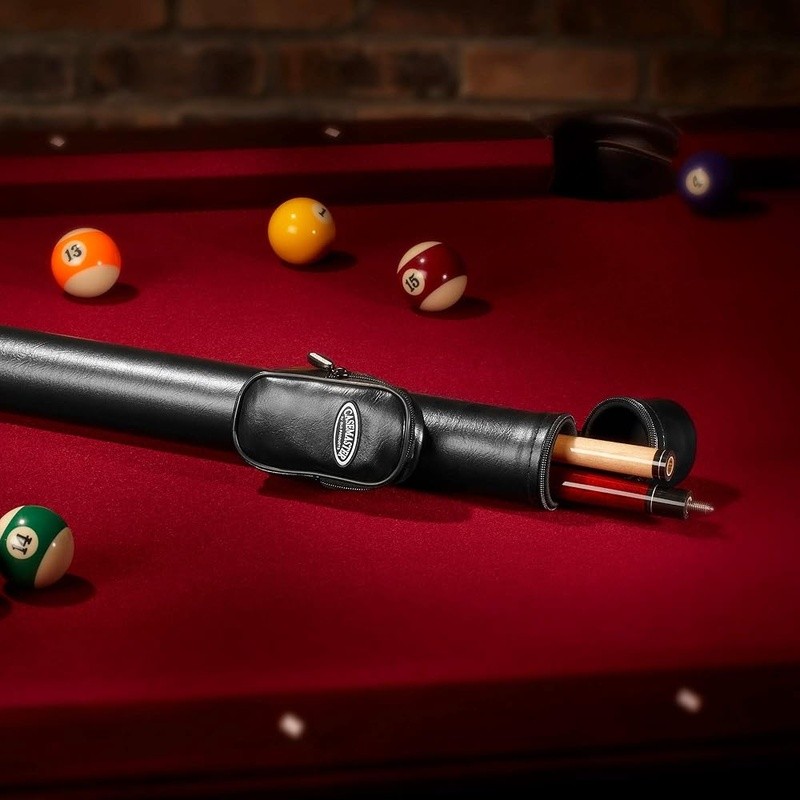 Durable Leatherette Pool Cue Case Impact Resistant W/ Accessory Pocket & Handle