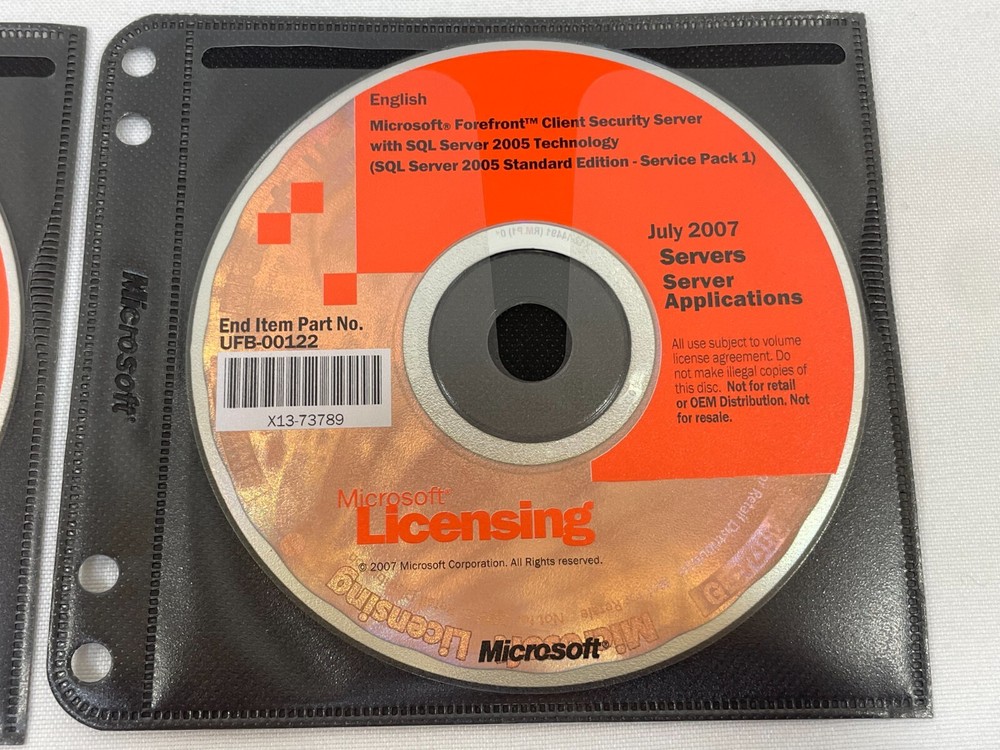 Microsoft Forefront Client Security Server w/ SQL Server 2005 Tech Windows DVD