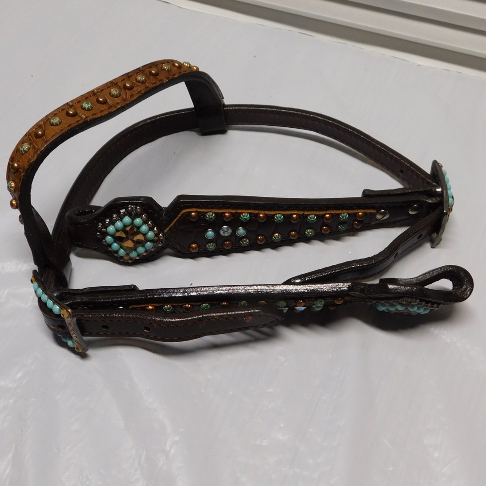 TURQUOISE AND BROWBAND HEADSTALL