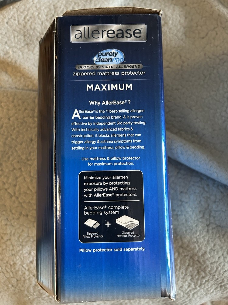 AllerEase Full Zippered Mattress Protector Waterproof Allergen Bedbug Barrier