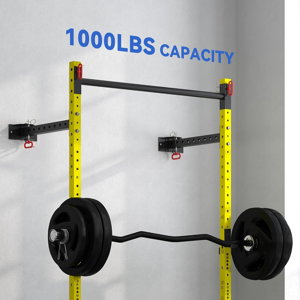Soozier Folding Squat Rack with Adjustable Pull-Up Bar, 1000 Pounds Capacity Wal