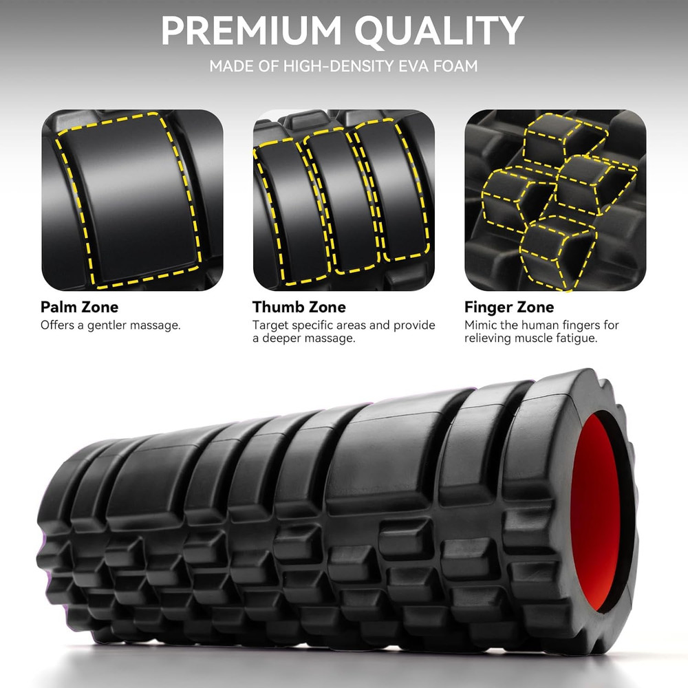 Foam Roller for Deep Tissue Massager, 13" High Density Exercise Patented Roller