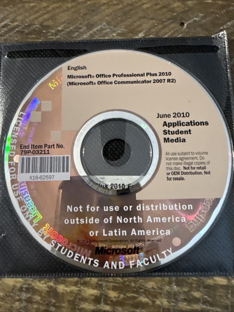 Microsoft June 2010 Applications Student Media Software PC Cd Rom