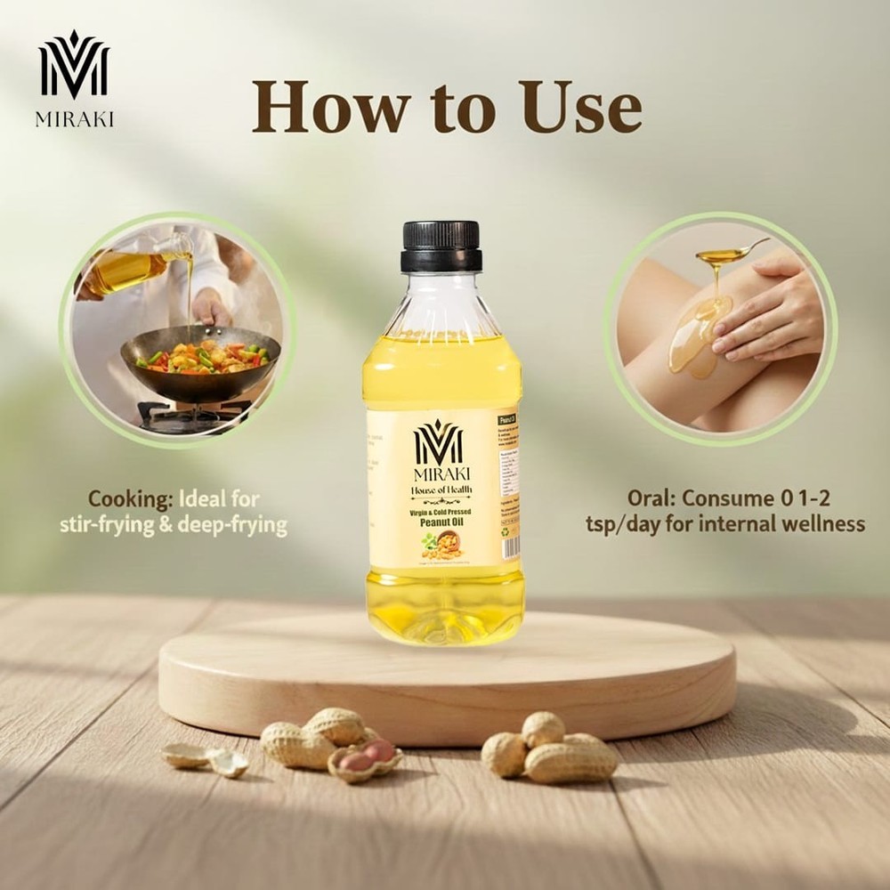 Organic Pure Peanut Oil - Cold Pressed Virgin