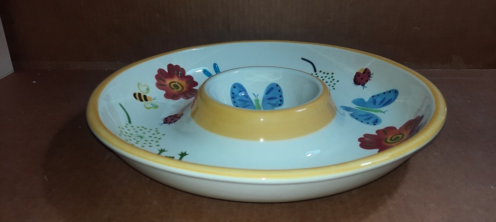 Dish Ceramic Chip and Dip Wal-mart "Spring Bugs" 13.5"