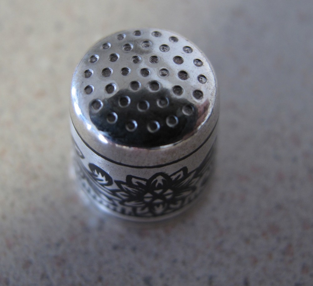 Russian Soviet Thimble sterling silver gold flower 925 Наперсток Серебро