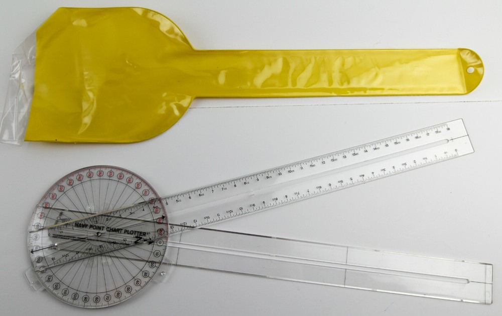 Protractor 2-Arm Navy Point Chart Plotter Tool, 18" ruler, 19 1/2" x 6 1/4"