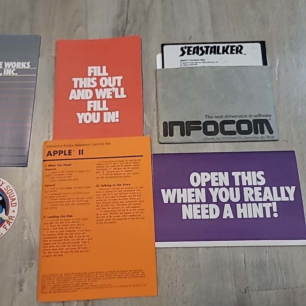 Infocom Seastalker Text Adventure "Dive Deep Into Danger" 1984 Apple II Partial