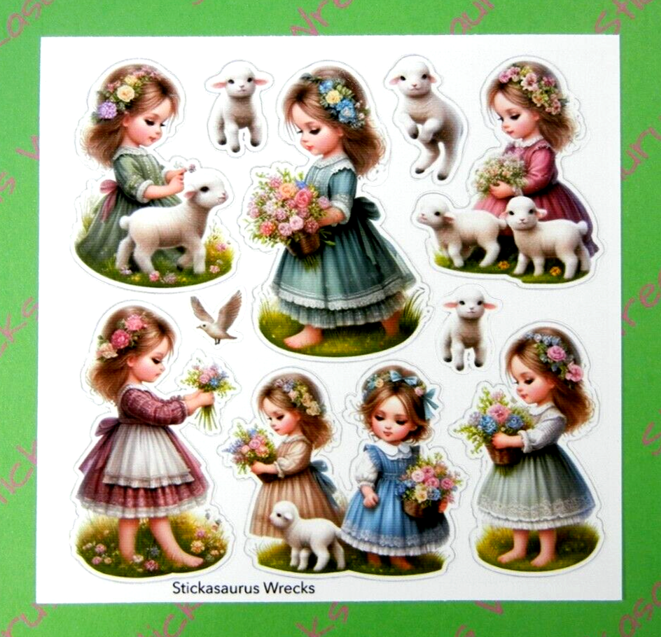 Flower Girls & Lambs Sticker Sheet