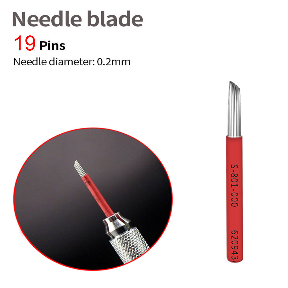 Microblading Bevel 19 Round Needles Semi Permanent Makeup Eyebrow Tattoo Blades