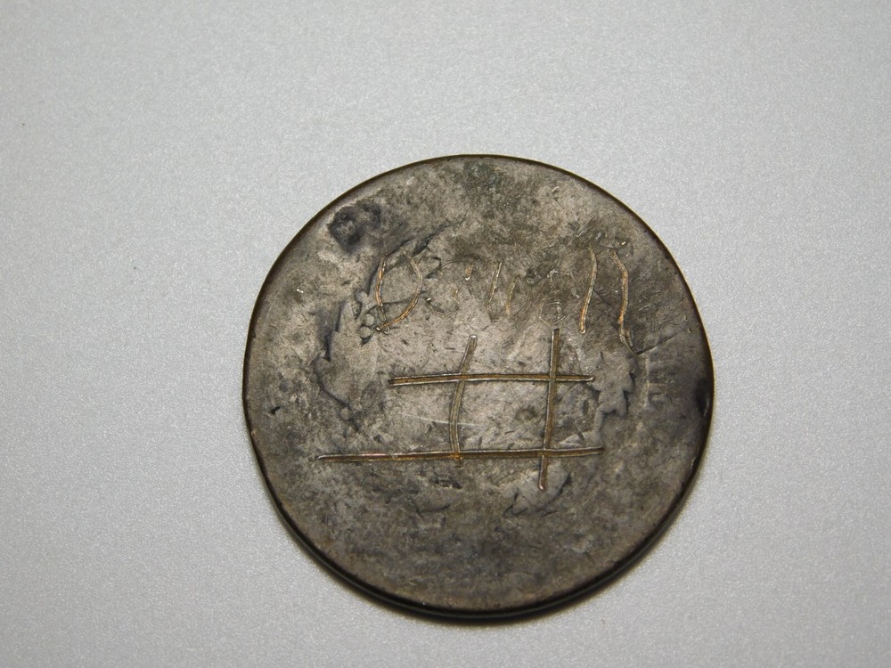 OLD US COPPER COINS 1820 CORONET HEAD LARGE CENT *SCRATCHES ON REVERSE*