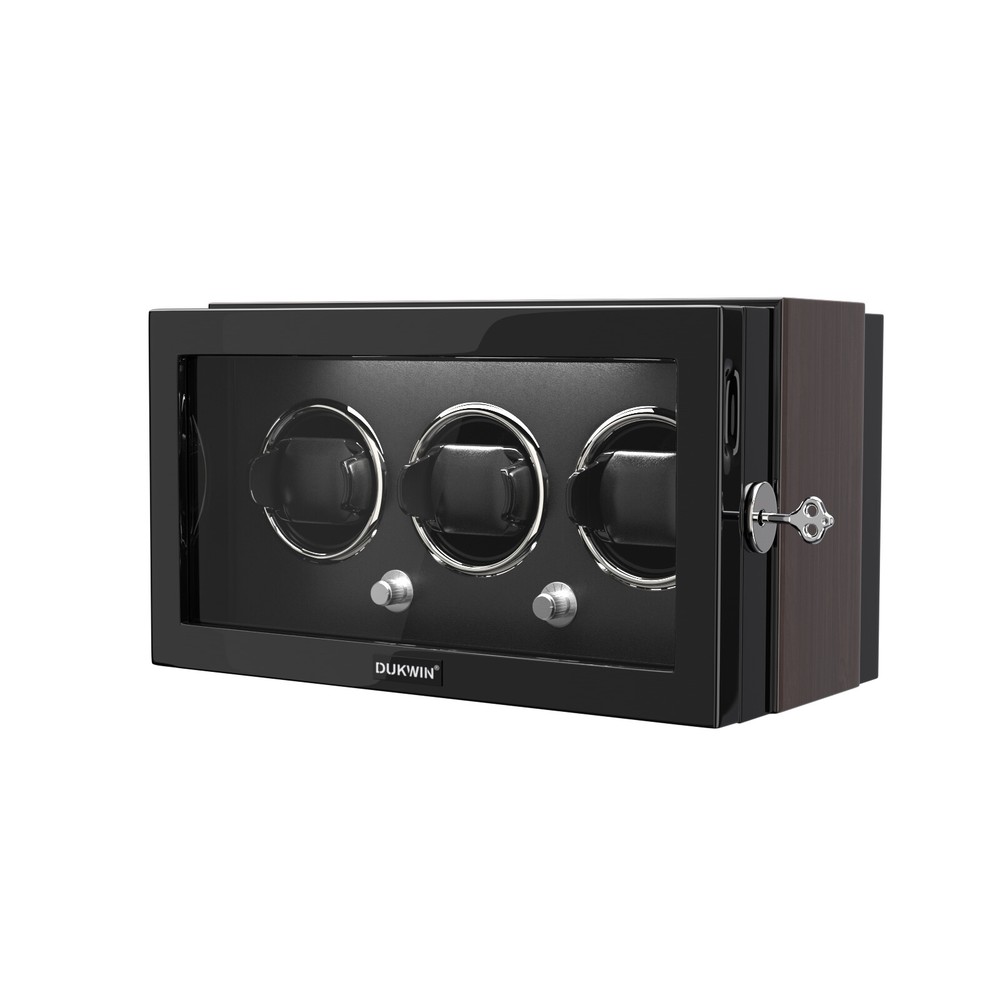 Automatic Rotation 3 Watch Winder Box LED Display Case Box with Lock 4 Modes New