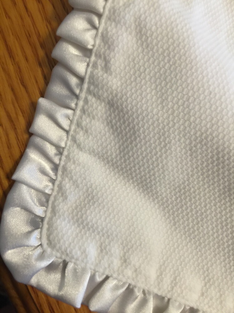 Carters White Patchwork Baby Blanket White Square Embroidered Flowers
