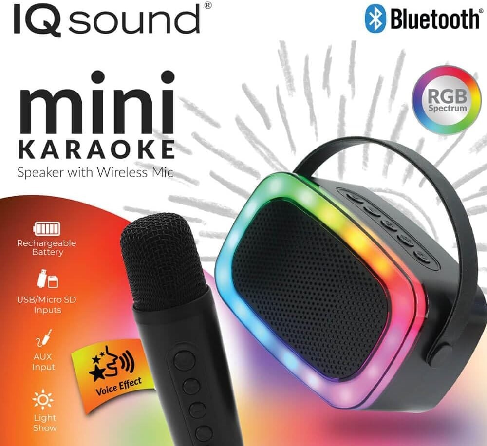 Supersonic Mini Bluetooth Karaoke Portable Speaker w/ Microphone (Black)