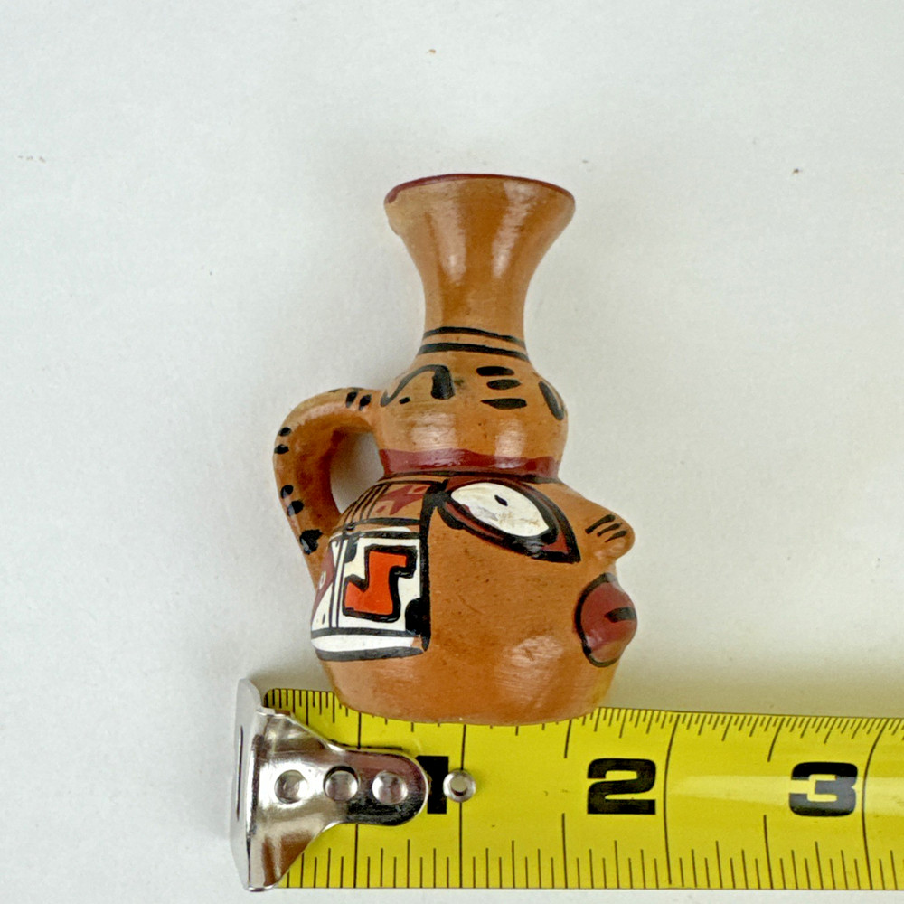 Miniature Clay Jug painted Face small terracotta