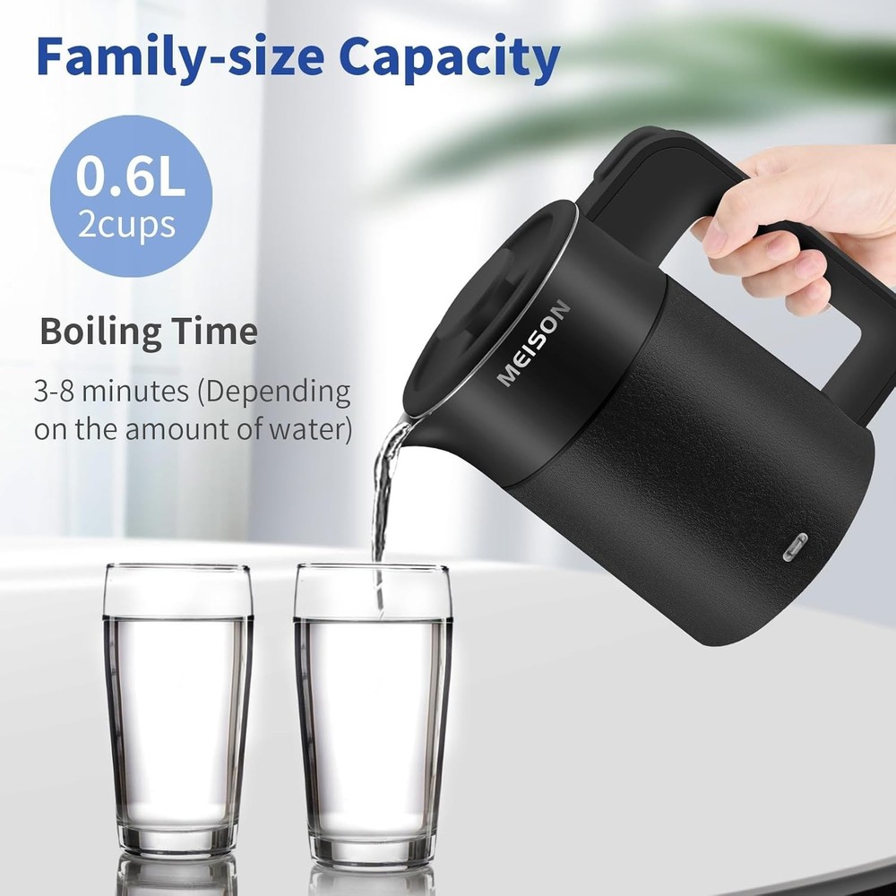 0.6L Small Electric Kettles Stainless Steel, Travel Mini Hot Water Boiler Hea...