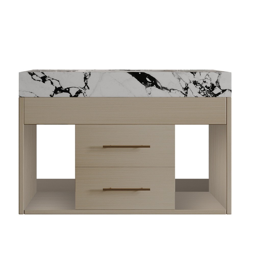 Modern Floating Bathroom Vanity with Ceramic Sink Wall-Mounted Storage Cabinet
