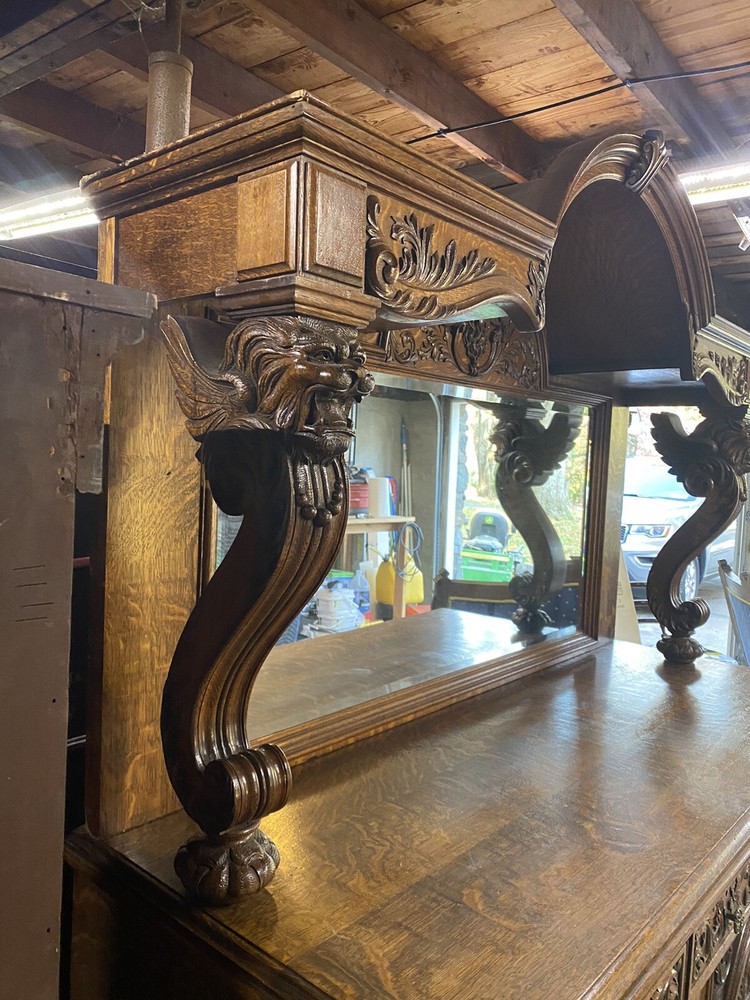 R.J. HORNER WINGED GRIFFIN OAK SIDEBOARD