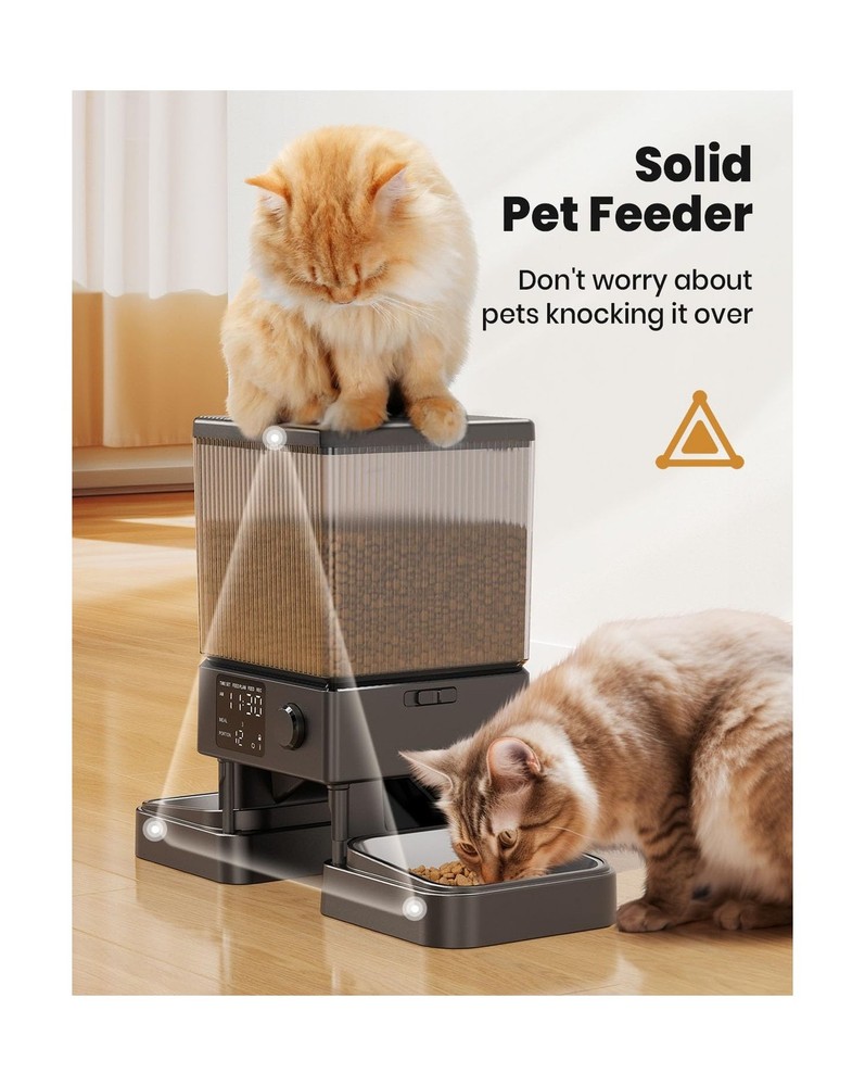 Automatic Cat Feeder for 2 Cats Precise Portion Control and 10sec Voice Recorder