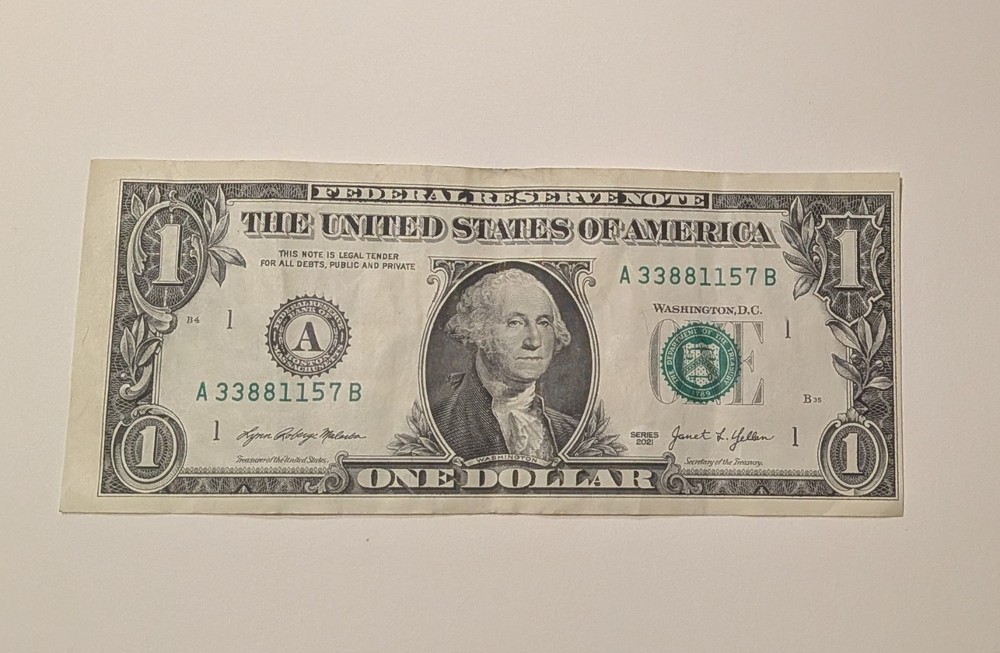 RARE $1 Major Miscut Error Bill - Uncirculated - Dramatic Shift - Crisp Note