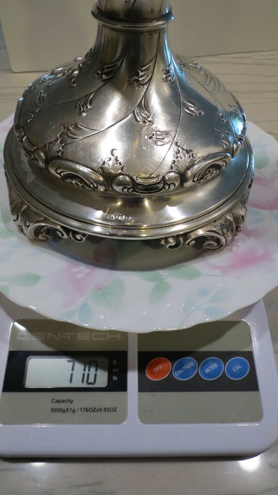 Large Heavy 19th-C Austro-Hungarian .800 Silver Candlestick 710 grams