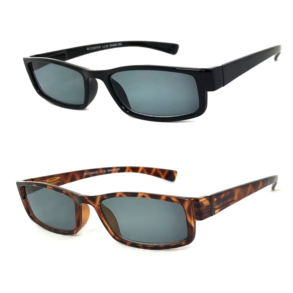 Retro Rectangular Magnified Tinted Lens Reading Sunglasses Spring Temples UV400