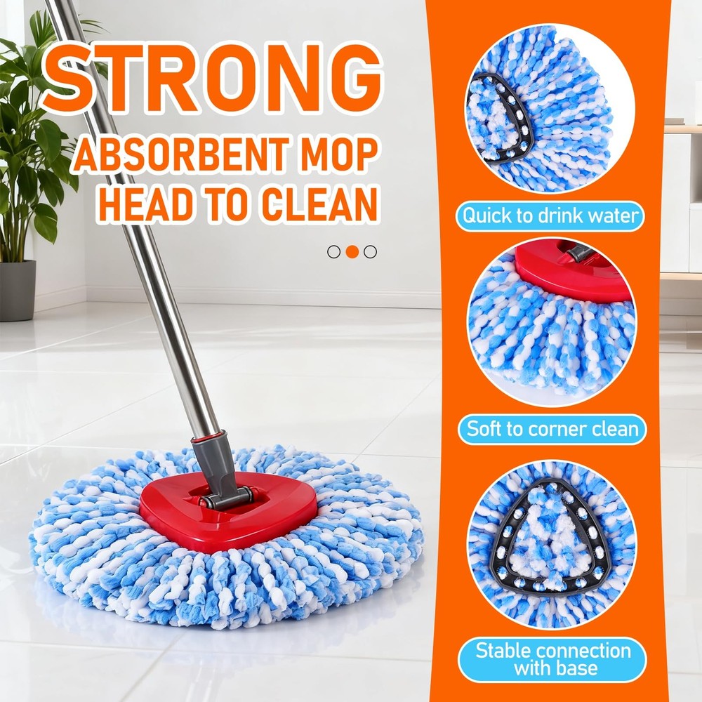 Mop Replace Heads for OCeda 2-Tank System,7 Pack Spin Mop Refill with 2 Scrub...