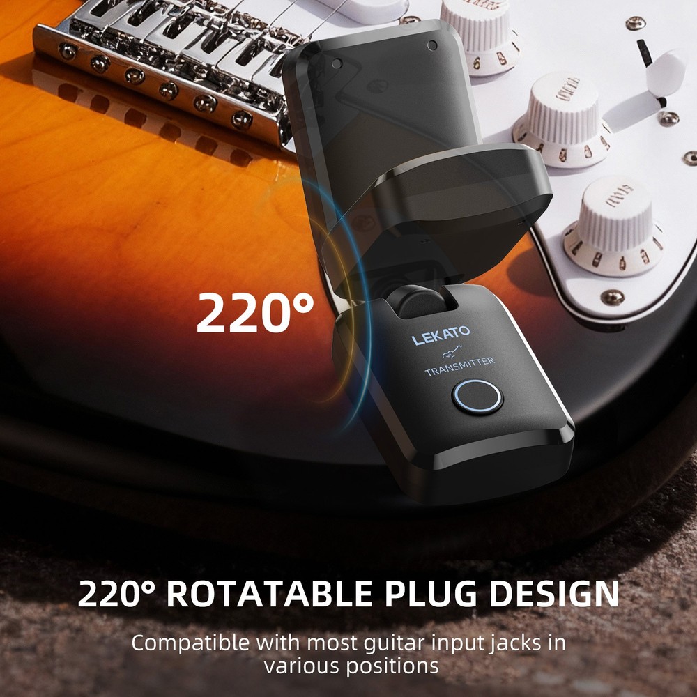 LEKATO Wireless Guitar System with Charging Case 2.4GHz Transmitter Receiver