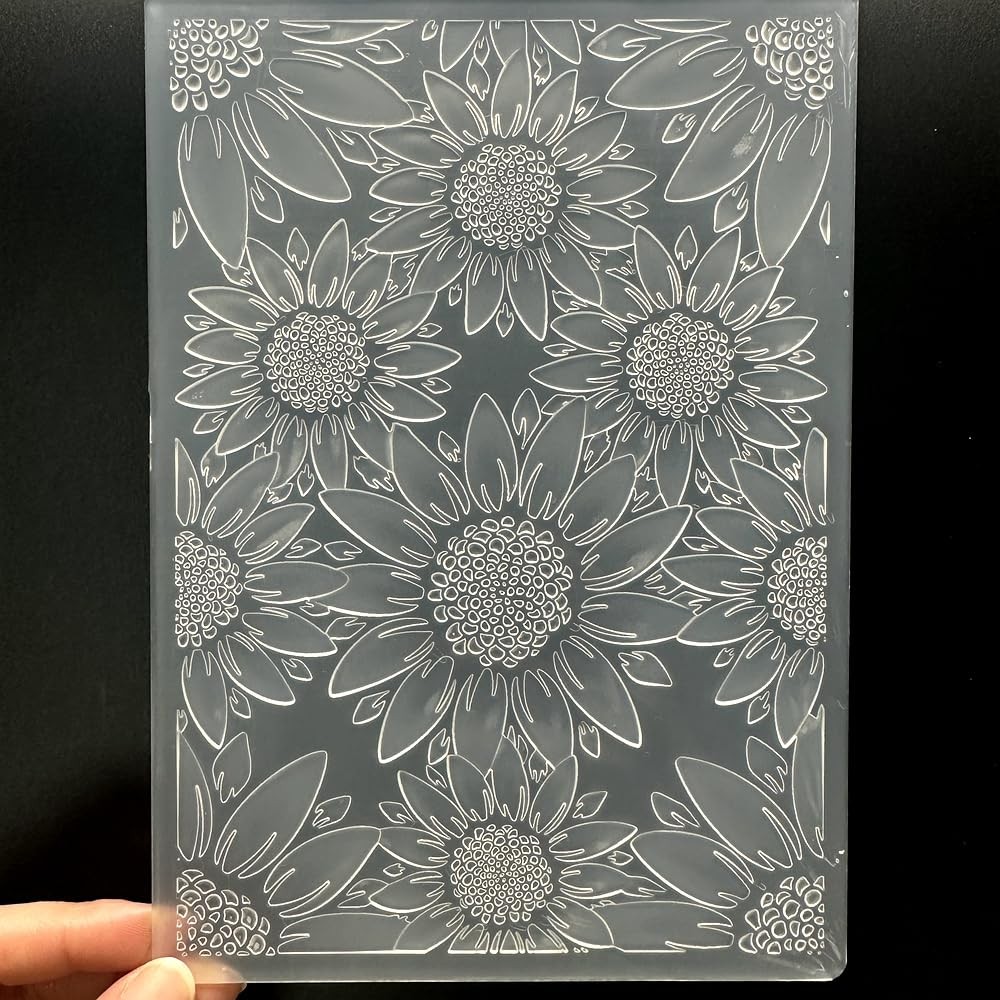 3D Plastic Embossing Folder Template Stereoscopic Sunflower Texture 5x7