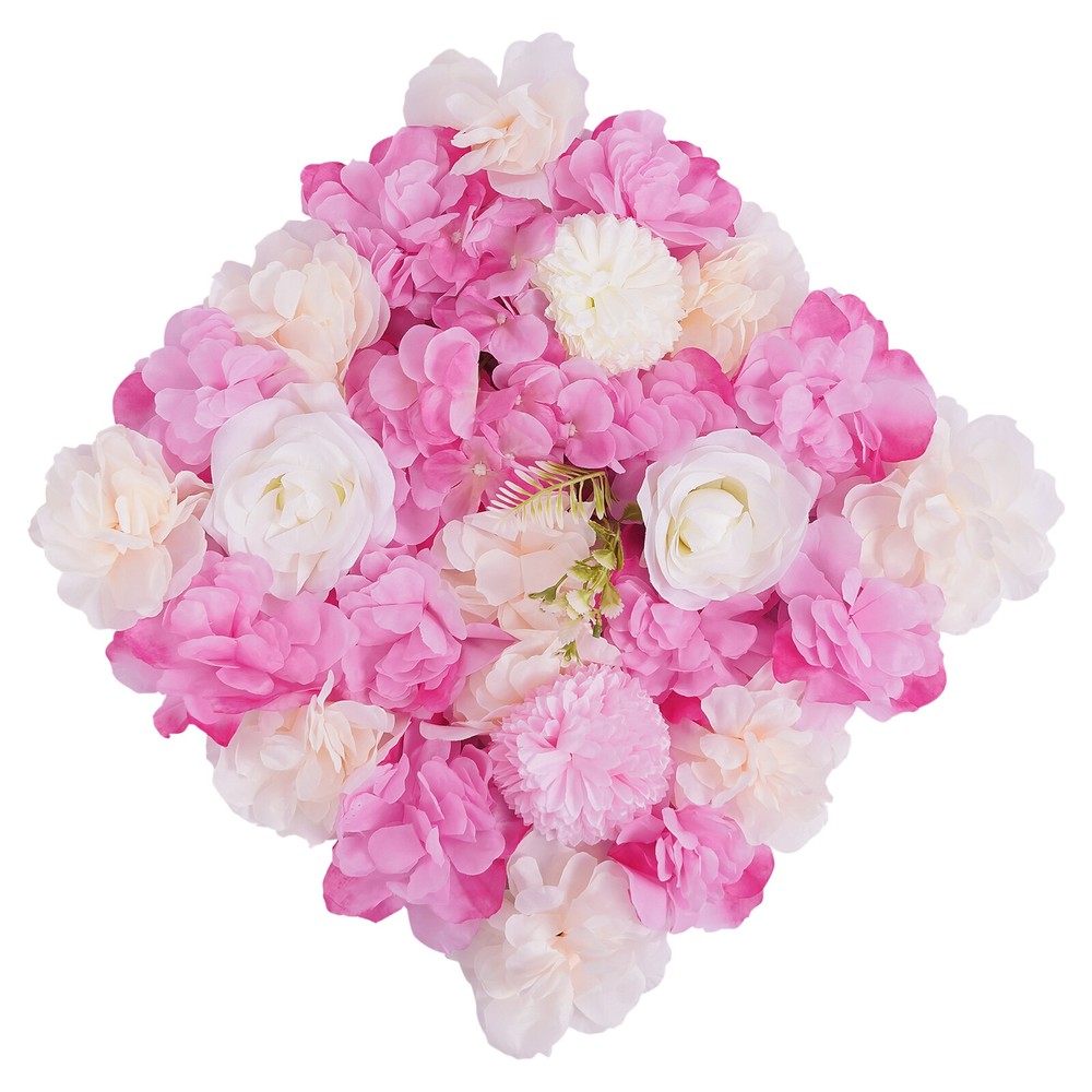 12pcs Artificial Flower Wall Panel Wedding Background Silk Rose Mat Floral Pad
