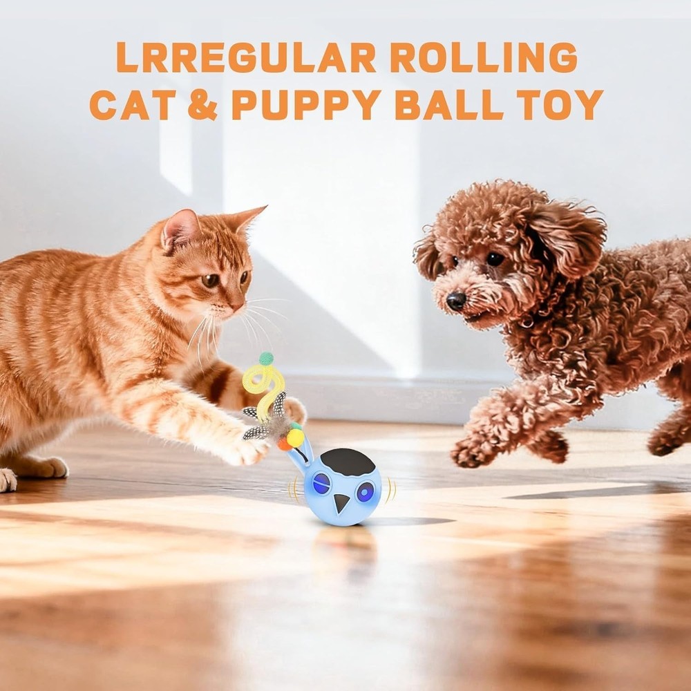 Cat Toy Ball Interactive USB Rechargeable Electronic Exercise Toy Blue
