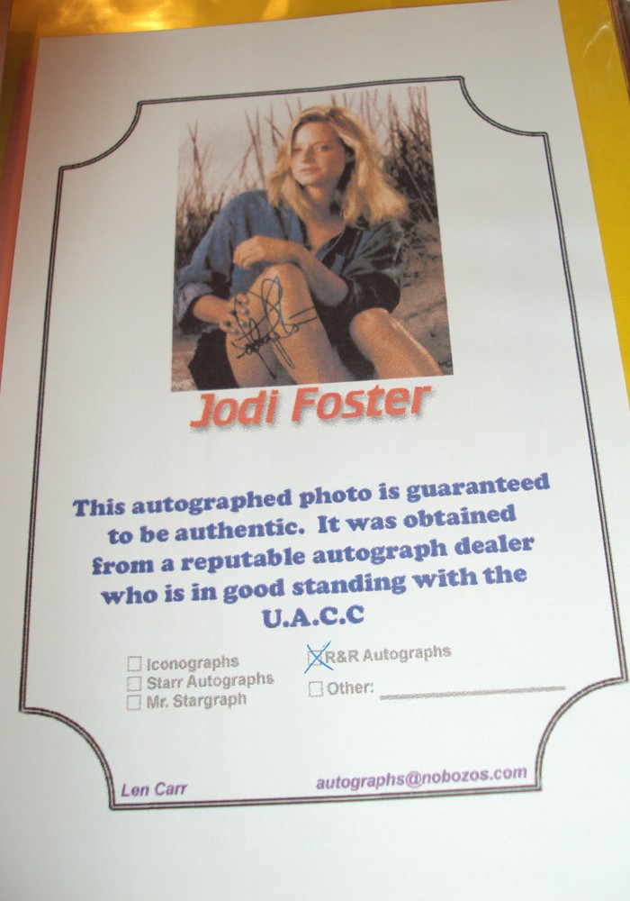 JODIE FOSTER W/COA