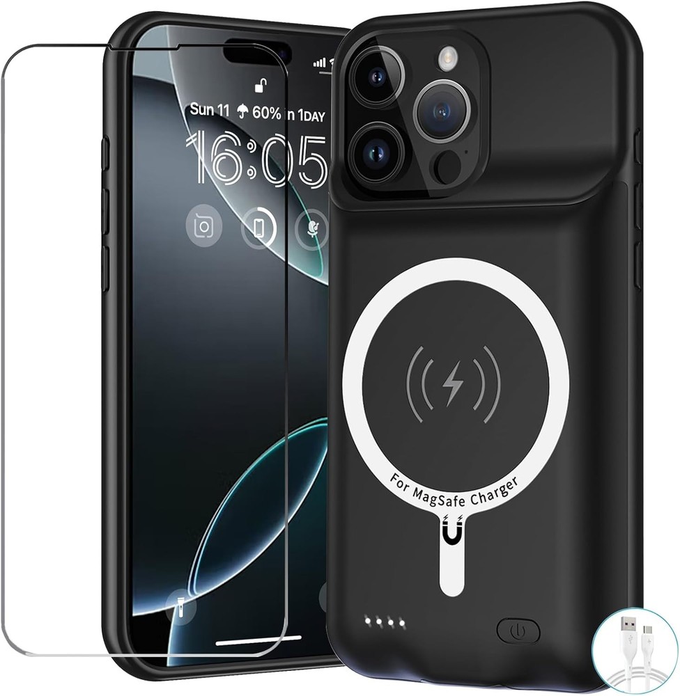 Battery Case for iPhone 16 Pro Max, Upgraded 16 Black