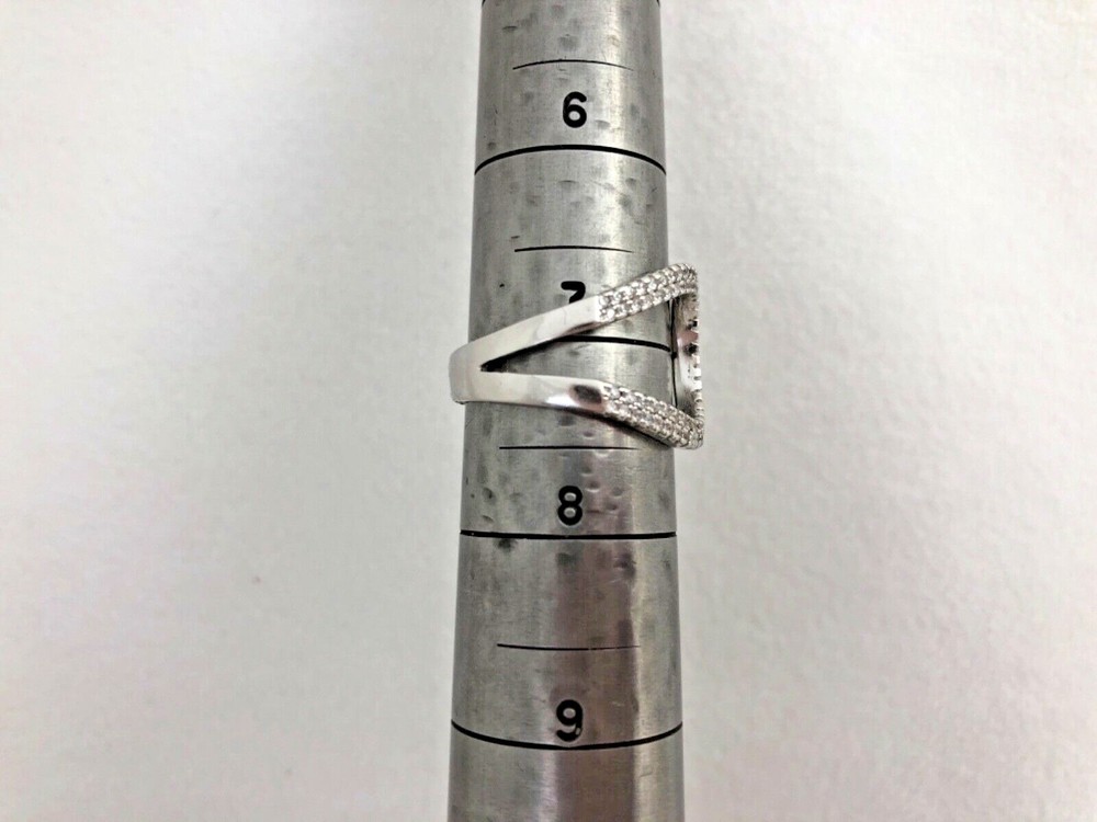 Sterling Silver .925 15mm Wide CZ Adjustable Ring Size 7 Adjustable