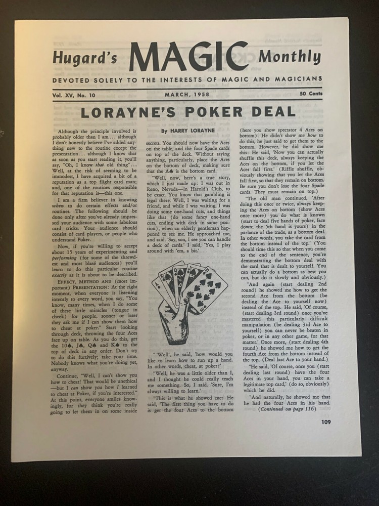 HUGARD'S MAGIC MONTHLY - ORIGINAL Individual, single Issues