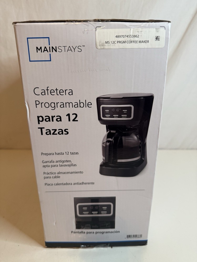 Mainstays 12 Cup Programmable Coffee Maker Drip Automatic Pause Warming Plate
