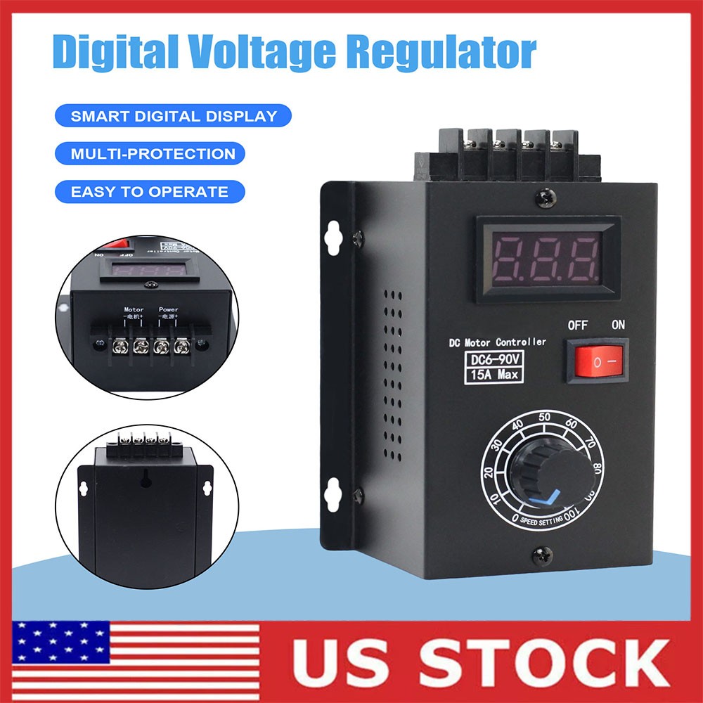 Motor Speed Regulator DC 6V-90V Digital LED PWM Motor Controller Switch Reverse