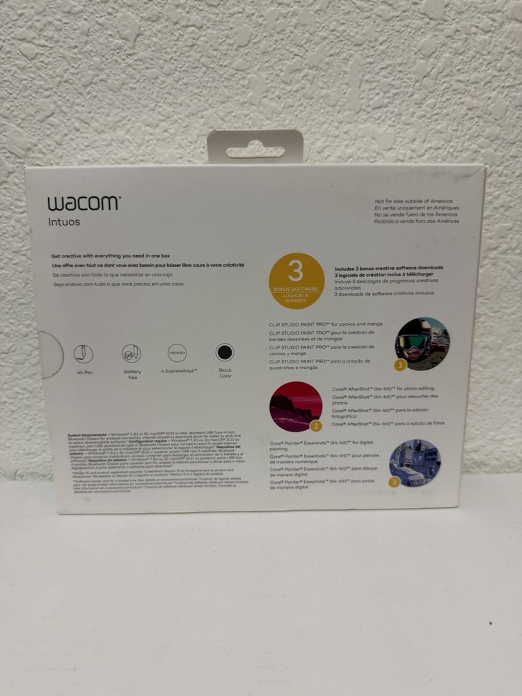 Wacom Intuos Small Wireless Bluetooth Graphics Tablet Black, CTL4100WL/K0-AA