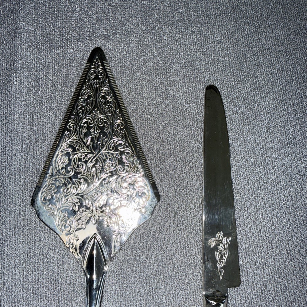 Silver plate Bread/Cake Knife & Pastry Server Set-"Kings" pattern-VINTAGE