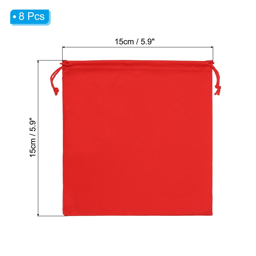 Ski Goggle Bag, 8 Pcs Soft Microfiber Drawstring Pouch, 15cmx15cm, Red