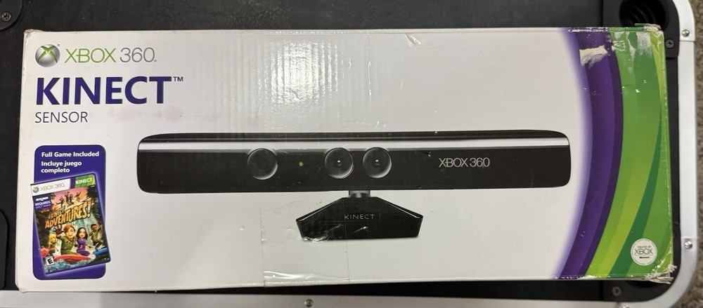Microsoft Kinect Black For Xbox 360 With Kinect Adventures Game!