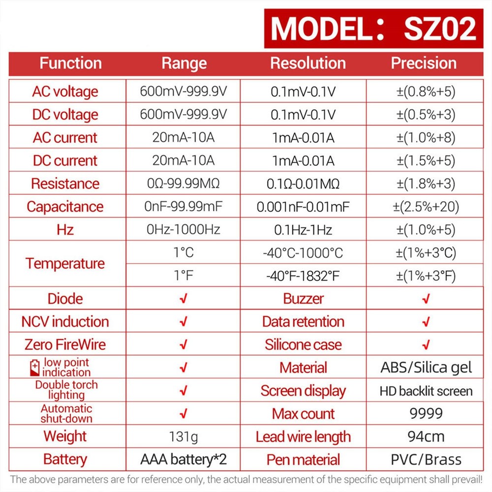 Digital Multimeter Transistor Smart Tester Auto Electrical Capacitance Meter ss