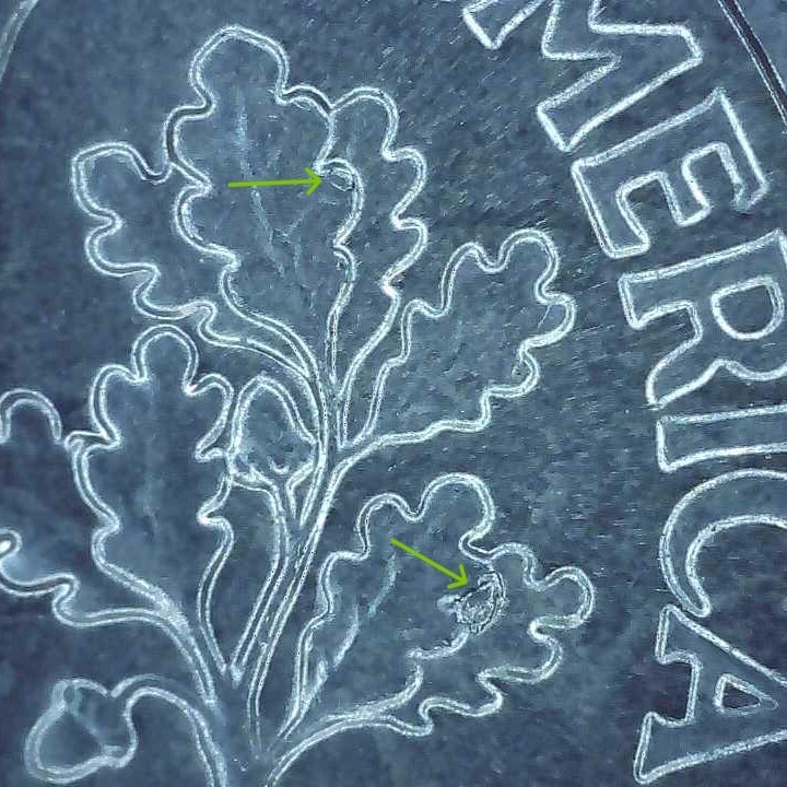 2021 P Dime error multiple die chips and misaligned die