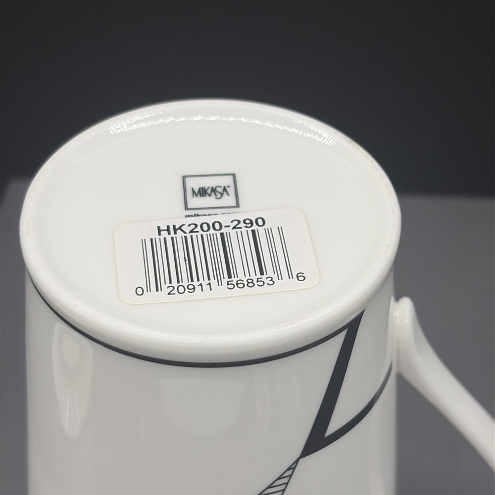Mikasa ANGLES White Black Geometric Creamer Sugar Bowl Retired Pattern NWT