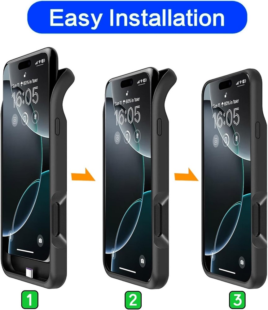 Battery Case for iPhone 16 Pro Max, Upgraded 16 Black