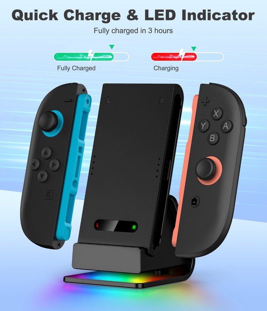 Switch 2 Charging Grip Stand Compatible with Joycon 2 Controller Charger LED